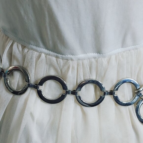 Circle Link Chain Belt Versatile Adjustable Hook Closure Vintage Silver Tone